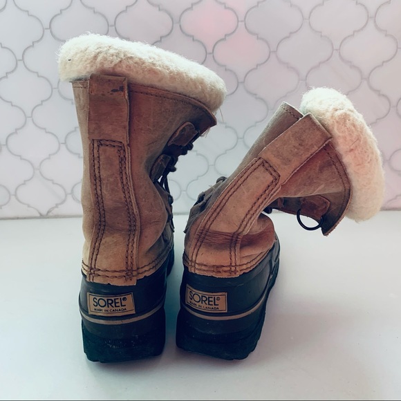 Sorel Alpine 'Vintage Caribou' Black & Tan Boots Size 4 - Picture 5 of 9